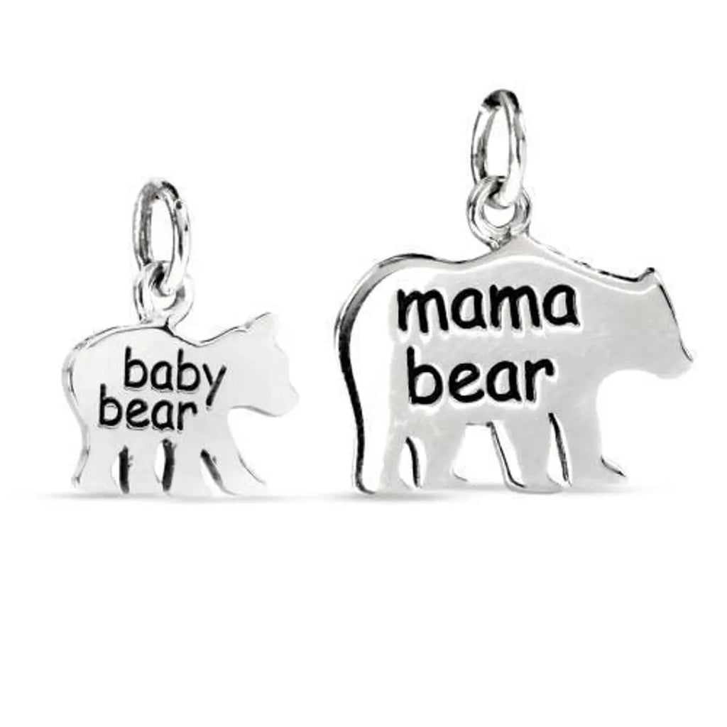 Sterling Silver Mama And Baby Bear Charms Set Of 2 - 1pc