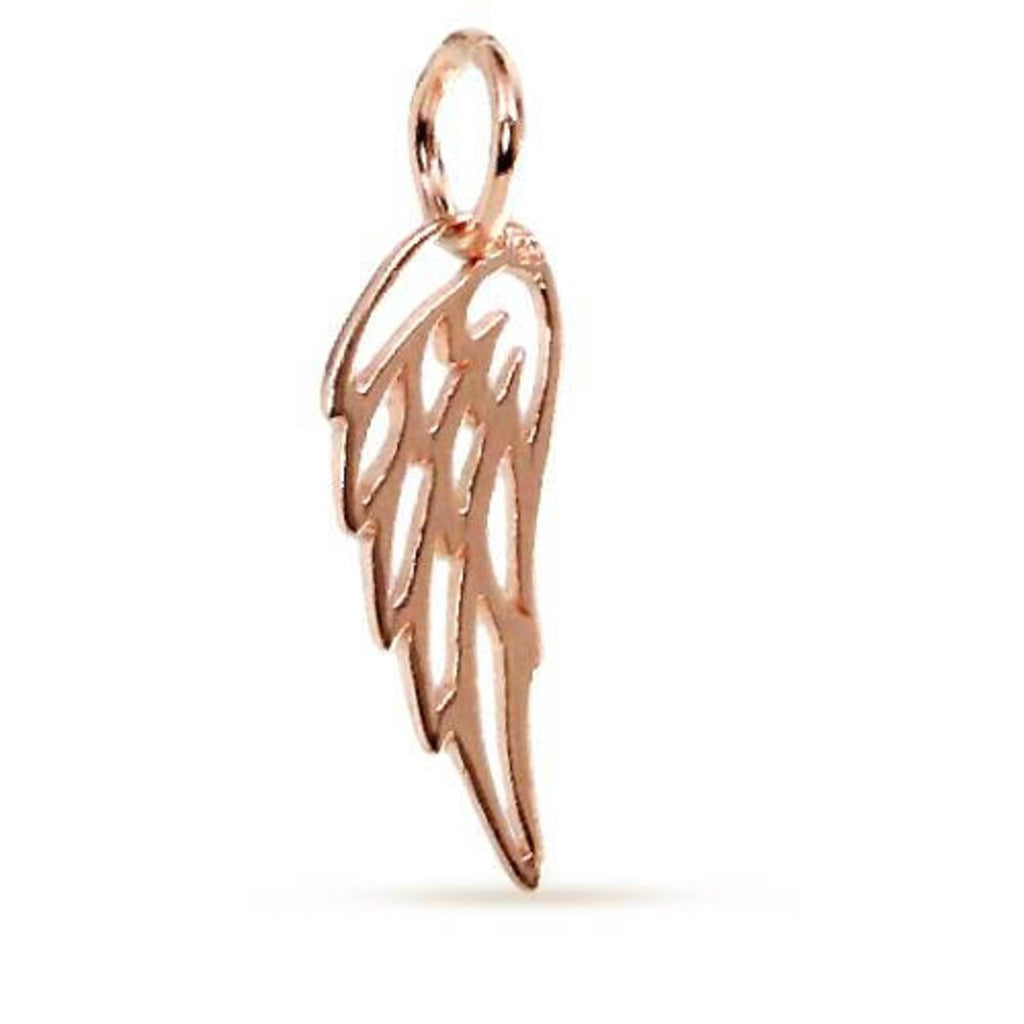 18Kt Rose Gold Plated Sterling Silver Tiny Wing Charm 15x6mm - 1pc