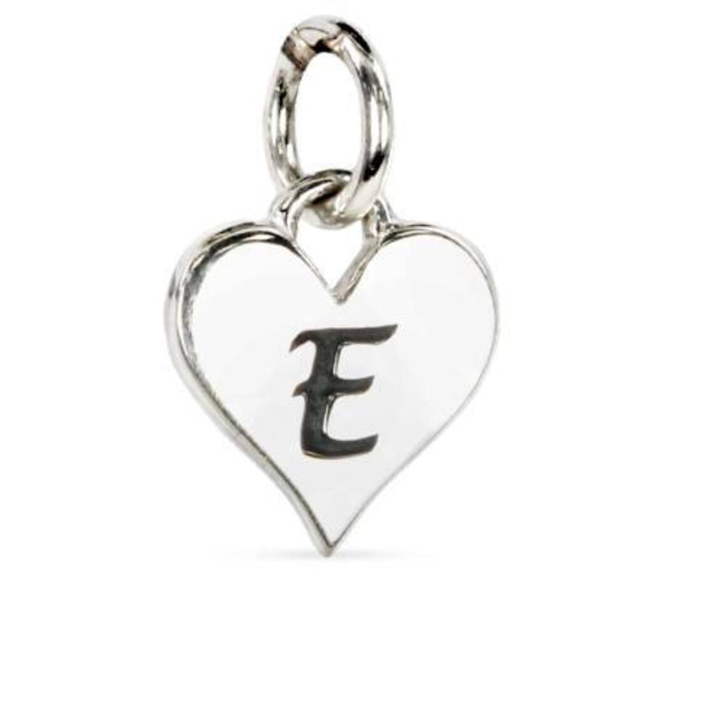 Sterling Silver Script 'E' Alphabet Heart Charm 12x8mm - 1pc