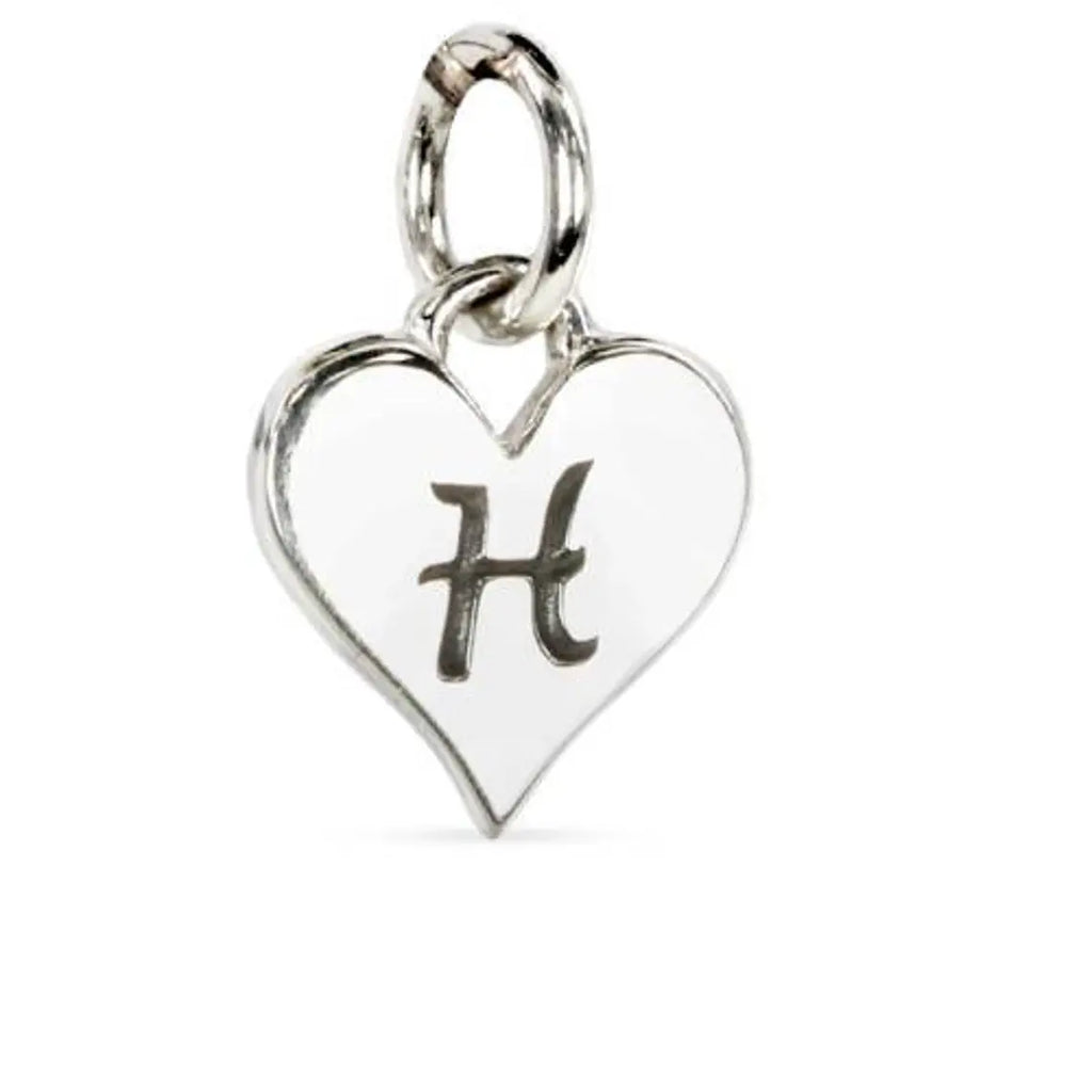 Sterling Silver Script 'H' Alphabet Heart Charm 12x8mm - 1pc