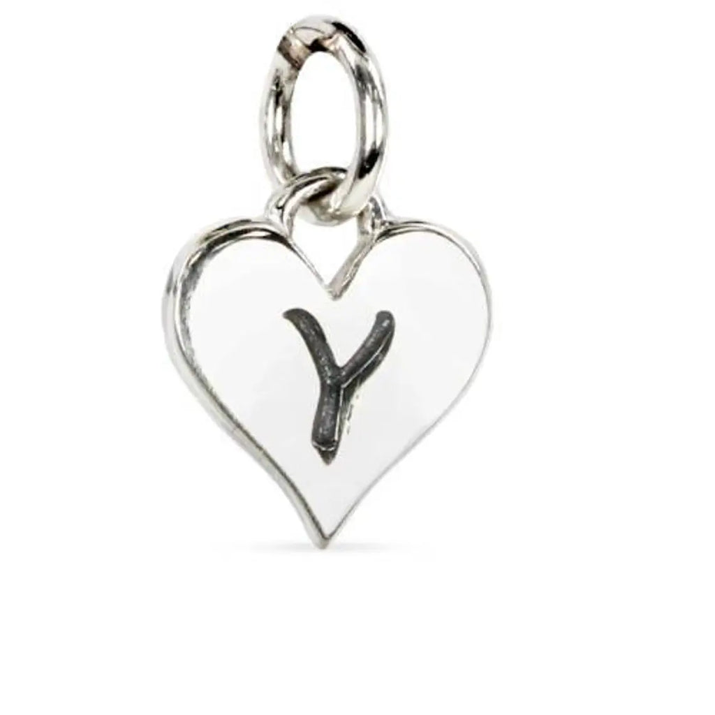 Dije de corazón con el alfabeto en letra "Y" en plata de ley, 12 x 8 mm (1 unidad)