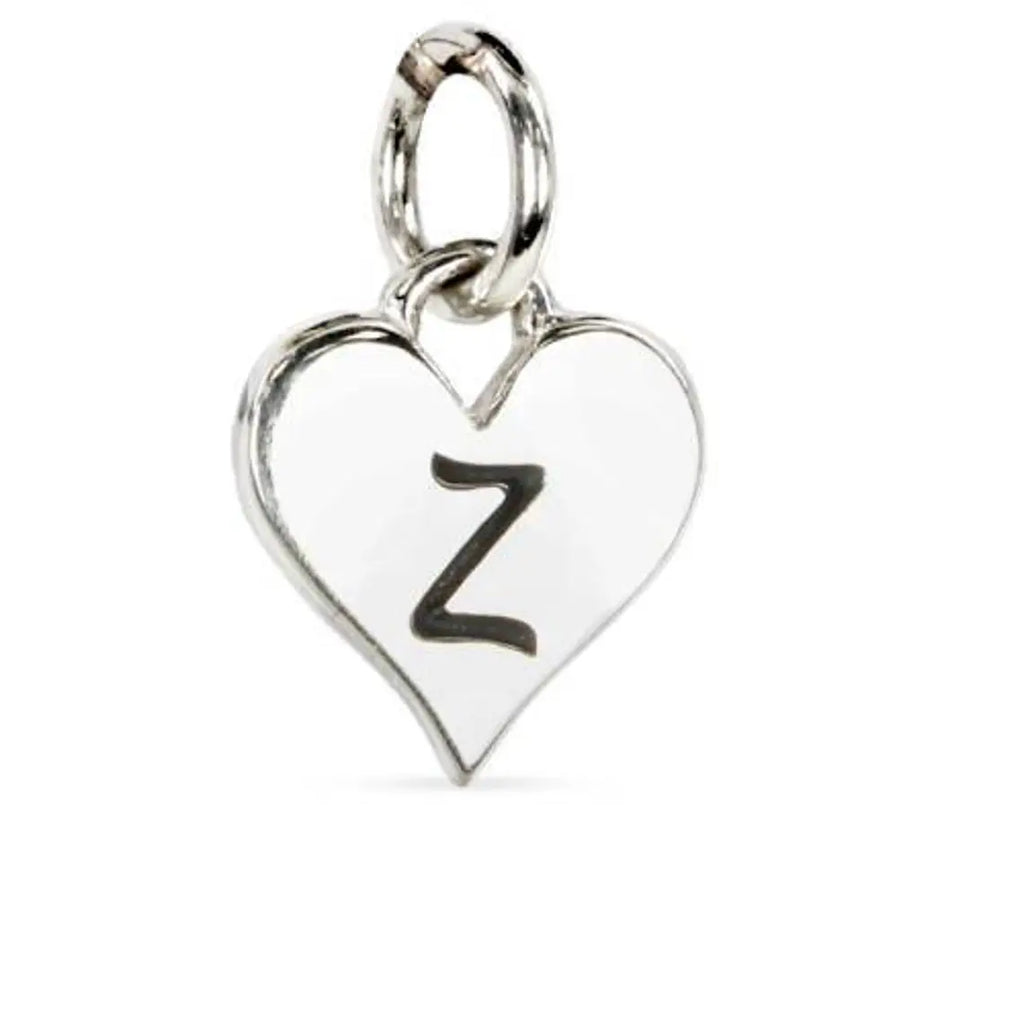 Sterling Silver Script 'Z' Alphabet Heart Charm 12x8mm - 1pc