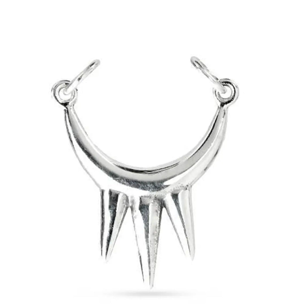 Sterling Silver 3 Spike Crescent Charm Festoon 25x23mm - 1pc