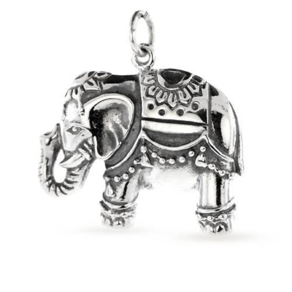 Large Sterling Silver Indian Elephant 23x22mm - 1pc