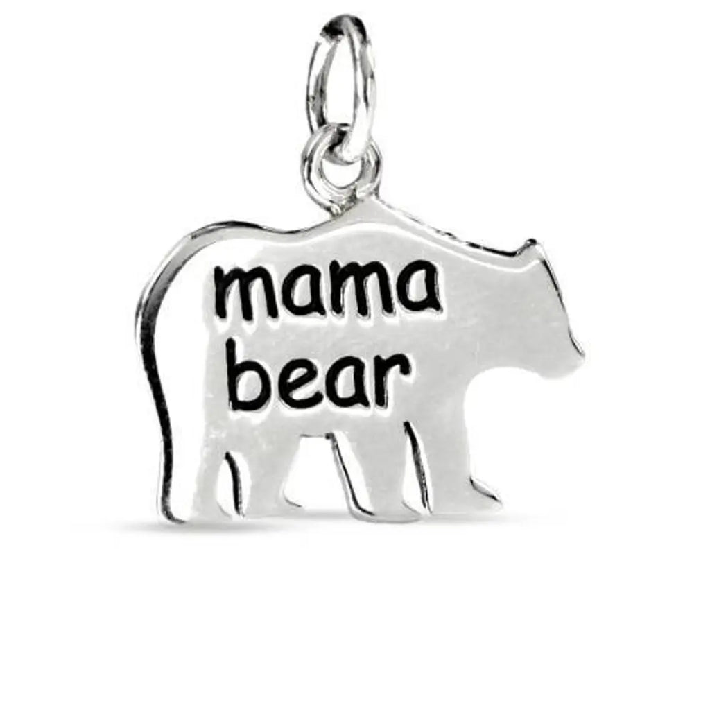 Sterling Silver Mama Bear Charm 16.5x14.8mm - 1pc