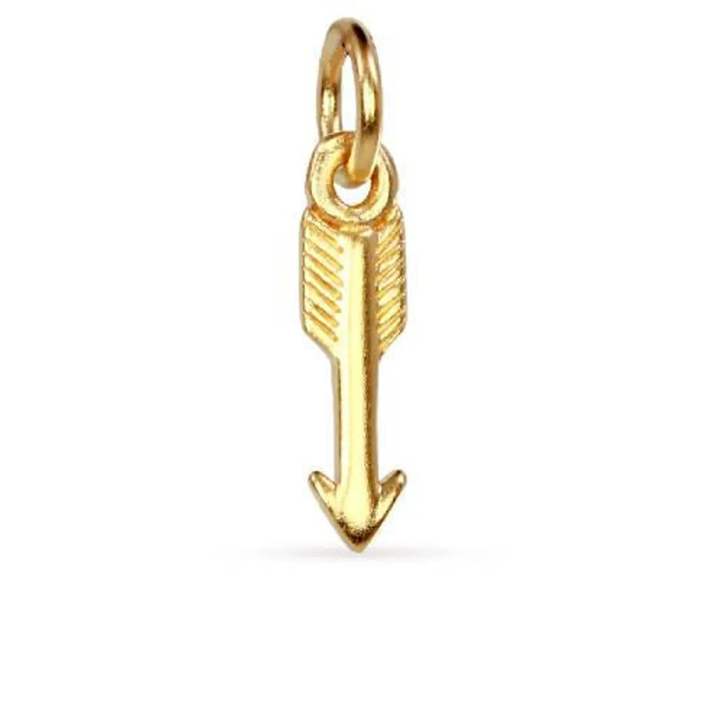 Satin 24Kt Gold Plated Sterling Silver Mini Arrow Charm 15.5x3mm - 1pc