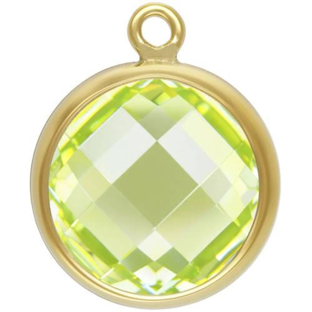 14Kt Gold Filled 8mm Checkerboard Lime 3A CZ Drop - 1pc