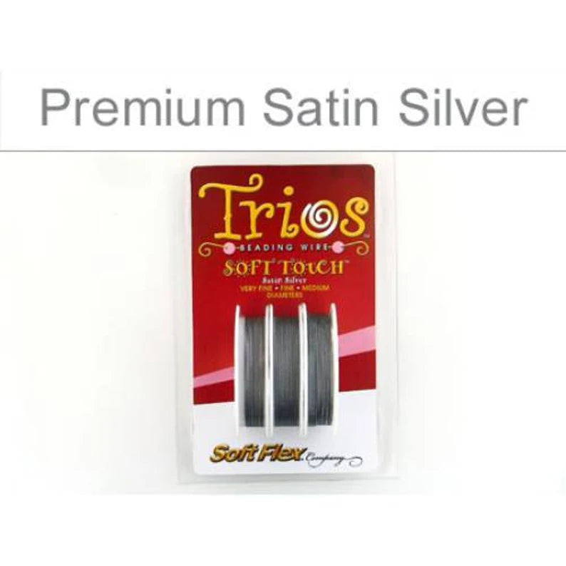 Soft Touch Premium Satin Silver Wire Trios .010, .014, .019 Diameter - 1spool