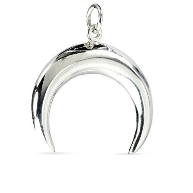 Sterling Silver Double Horn Crescent Moon Pendant 25x21.3mm - 1pc