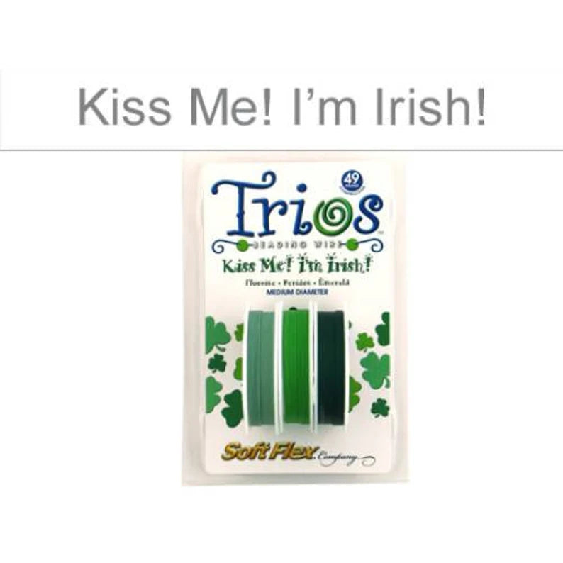 Soft Flex Beading Wire Trios .019 Inch Diameter Kiss Me I'm Irish - 1spool