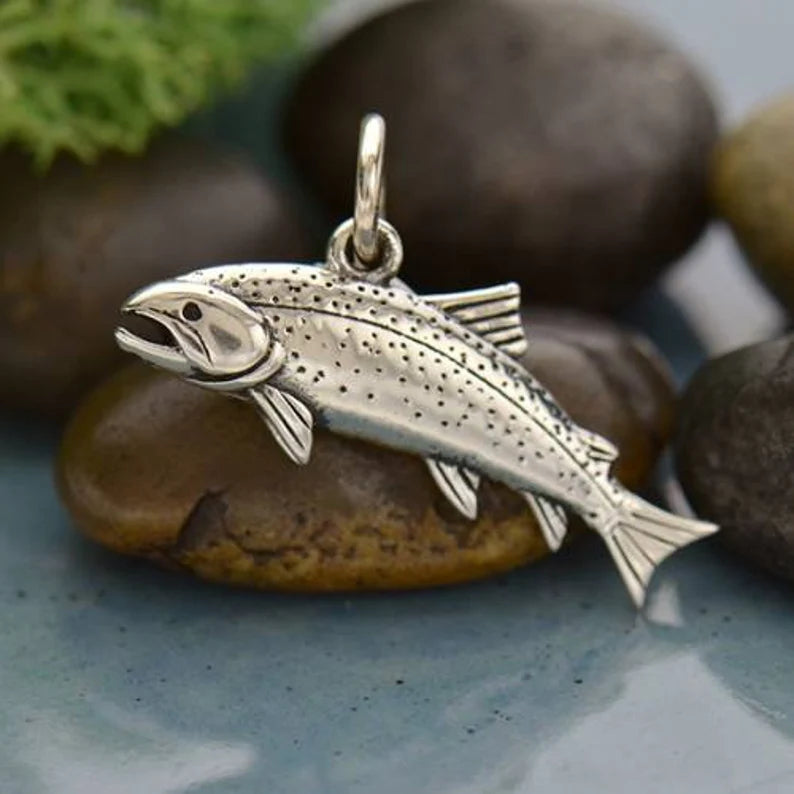 Sterling Silver Trout Charm 11.5x20.5mm - 1pc