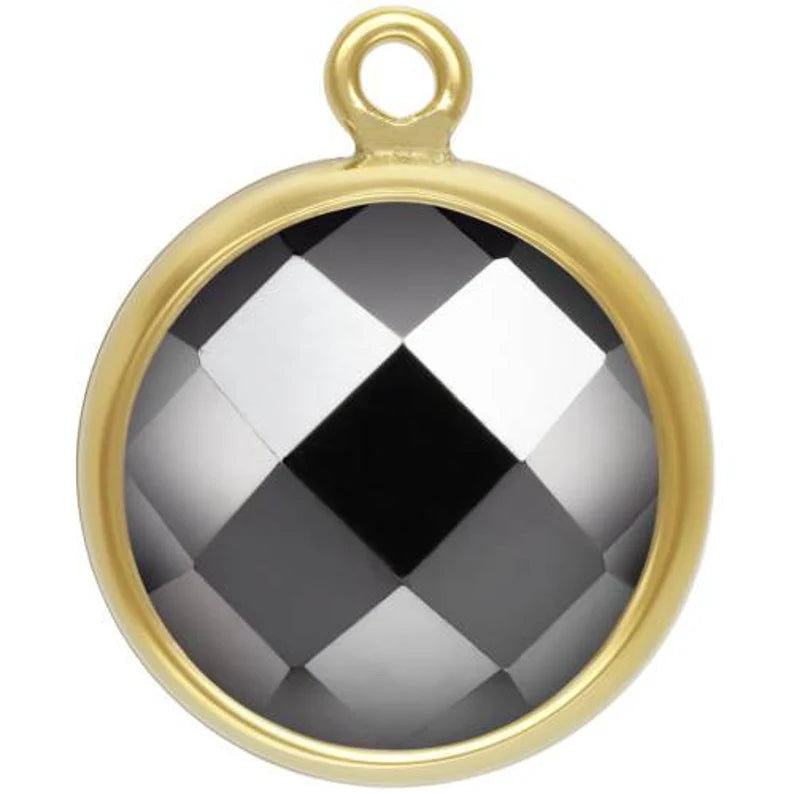 14Kt Gold Filled 8mm Checkerboard Black 3A CZ Drop - 1pc