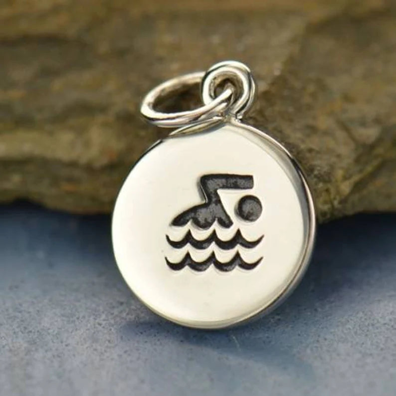 Sterling Silver Swimmer Charm 16x10mm - 1pc