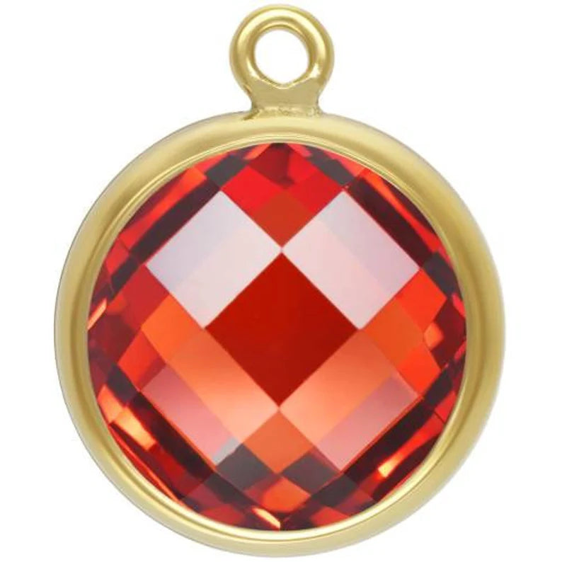 14Kt Gold Filled 8mm Checkerboard Ruby 3A CZ Drop - 1pc