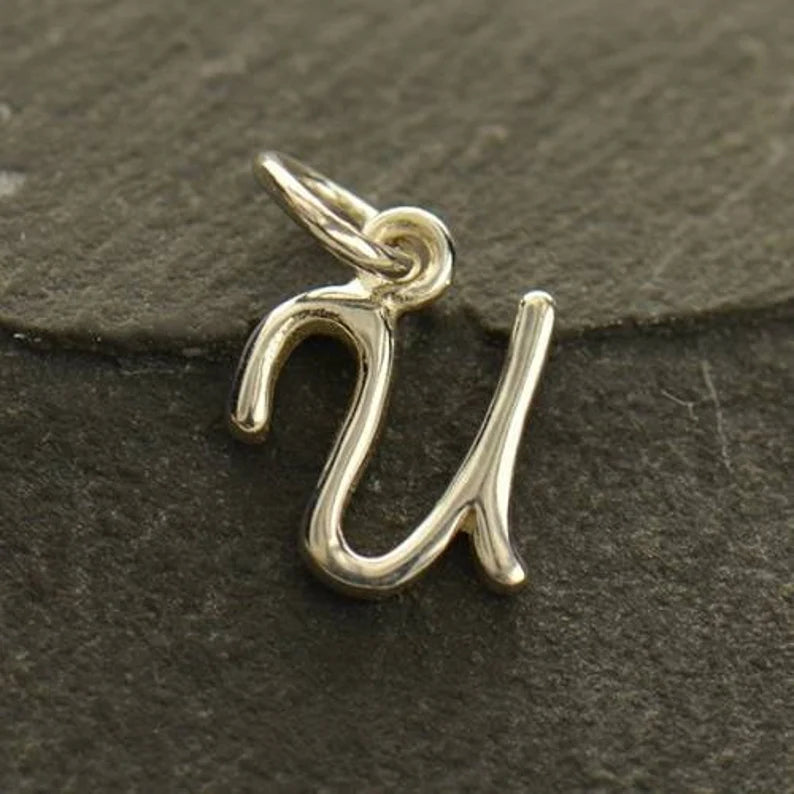 Sterling Silver Initial Charms | Script Alphabet Letter Charm I