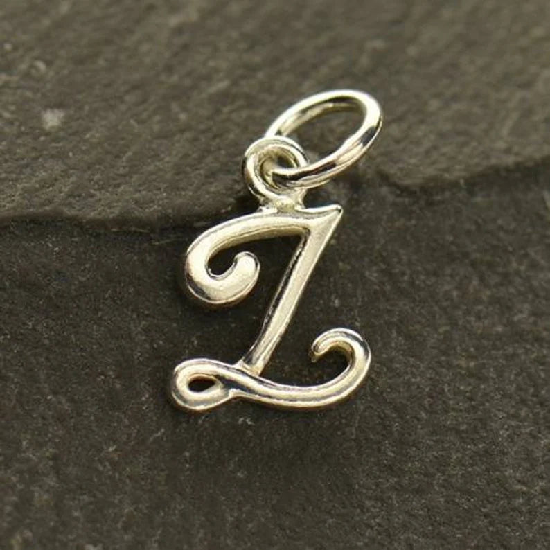 Charm de plata de ley con letra inicial Z, 10 x 7 mm, 1 unidad