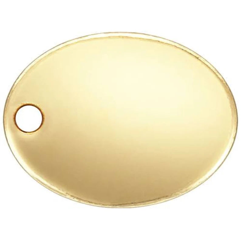 14Kt Gold Filled Oval Quality Tag 26 Gauge 7.3x5.5mm W/ .8mm Hole - 10pcs/pack