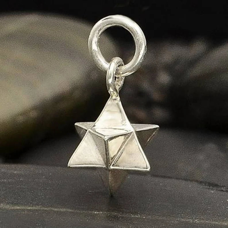 Large Merkaba Charm Sterling Silver 15.5x8.5mm - 1pc