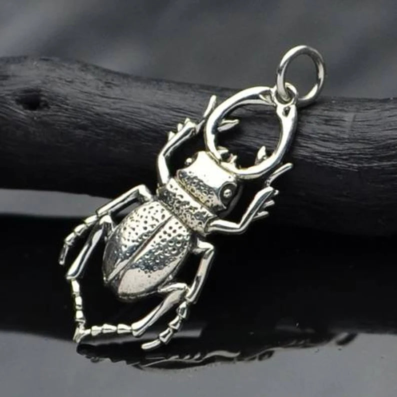 Stag-Beetle Charm Sterling Silver 30x12mm - 1pc