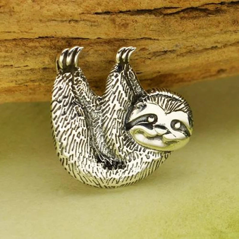 Tree-Sloth Charm Sterling Silver 15x15mm - 1pc