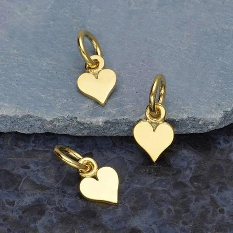 Tiny Heart Charm 14Kt Gold Plated Sterling Silver 11x5mm - 1pc