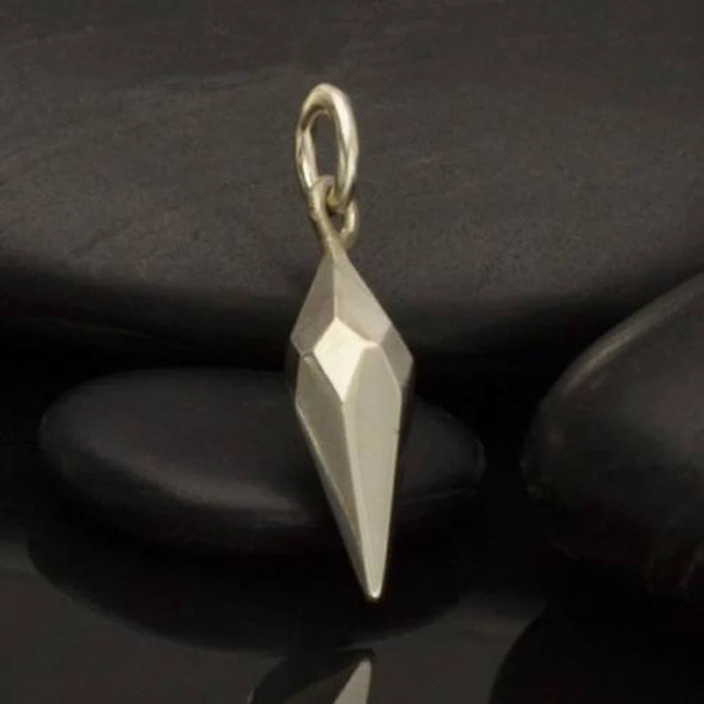 Small Faceted-Spike Charm Sterling Silver 21x5mm - 1pc