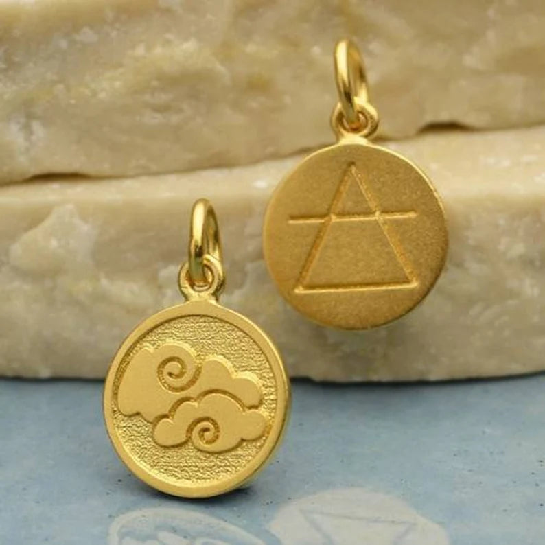 Air-And-Cloud Symbol 24Kt Gold Plated Sterling Silver 16.5x10.3mm - 1pc