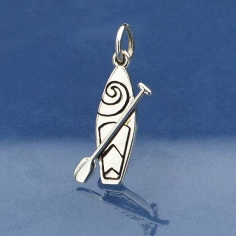 3D Paddleboard SUP Charm Sterling Silver 20x9mm - 1pc