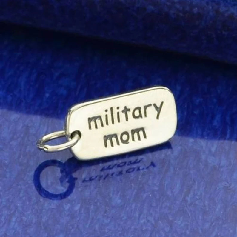 Military-Mom Motto Charm Sterling Silver 16.5x7mm - 1pc