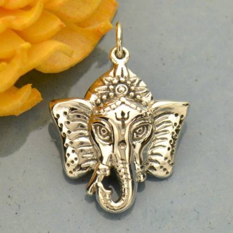 Ganesh-Kopf-Anhänger Sterling Silber 24,5x17,5mm - 1Stk 