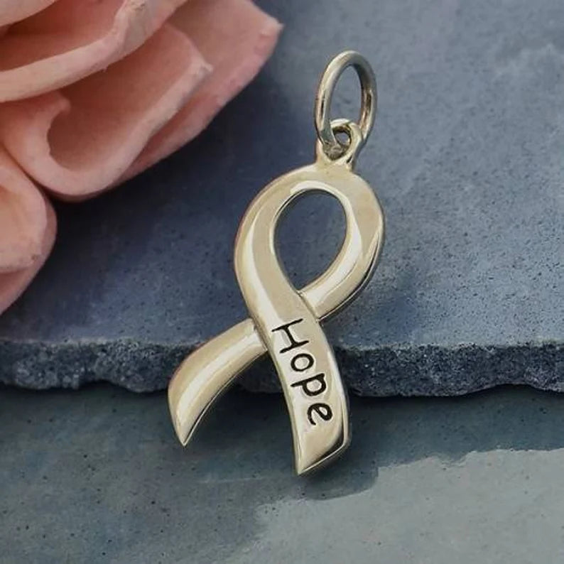 Sterling Silver Cancer Awareness Ribbon - Hope 21x1.5mm - 1pc