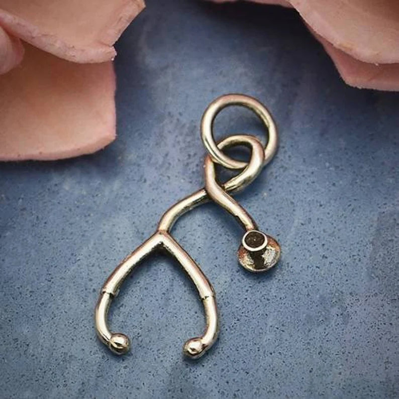 Sterling Silver Stethoscope Charm 20x11mm - 1pc