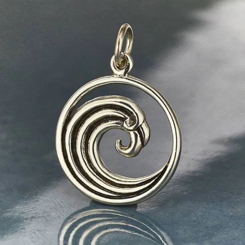 Sterling Silver Curled Wave Charm 21x15mm - 1pc – Plazko Sterling Silver Curled Wave Charm 21x15mm - 1pc – Plazko