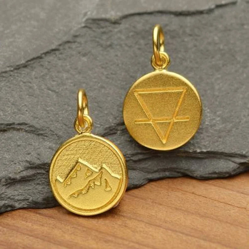 24K Gold Plated Sterling Silver 10mm Earth Element - 1pc