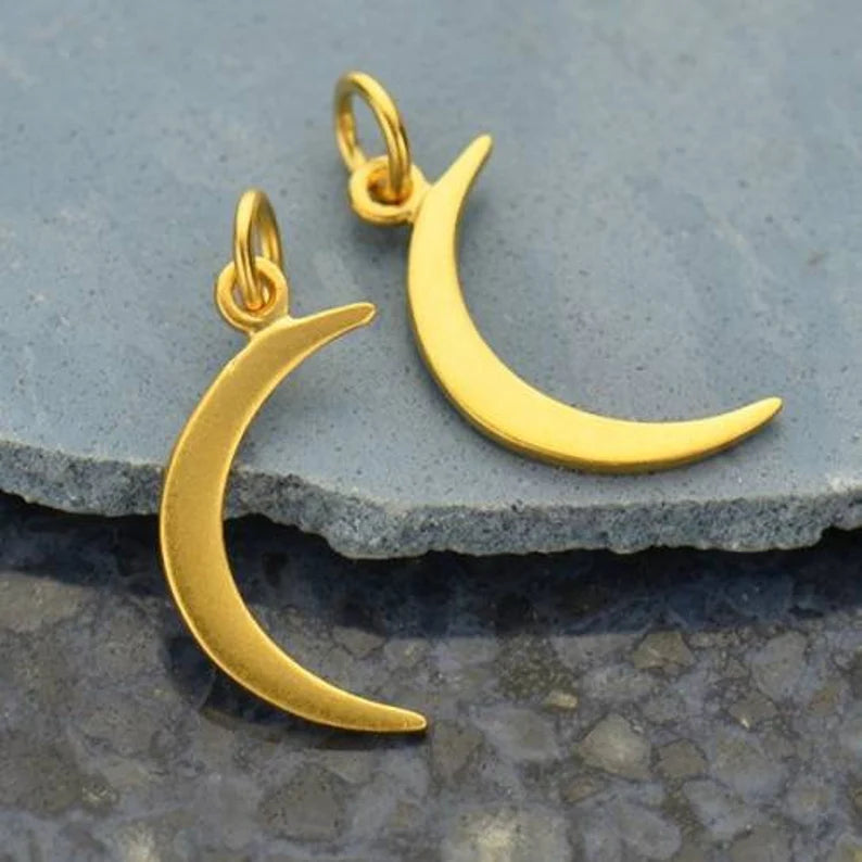24K Gold Plated Moon Charm 21x8mm - 1pc