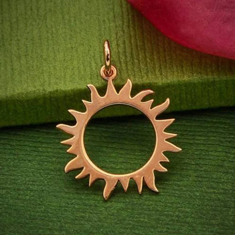 18Kt Rose Gold Plated Eclipse Sun Charm 22x15mm - 1pc