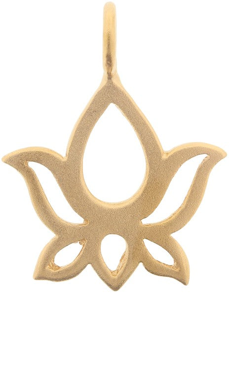 Lotus Bud Charm 24K Gold Plated Sterling Silver Satin 15x12mm - 1pc