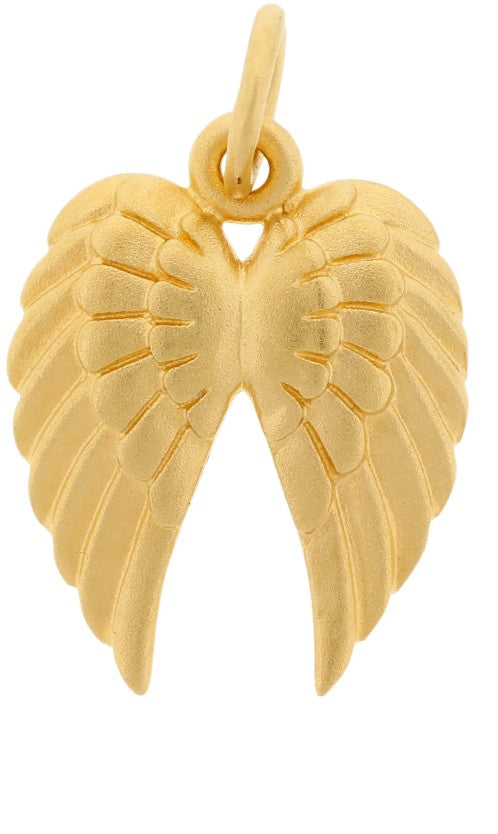 Medium Satin 24Kt Gold Plated Sterling Silver Double Wing Charm 19x12mm - 1pc