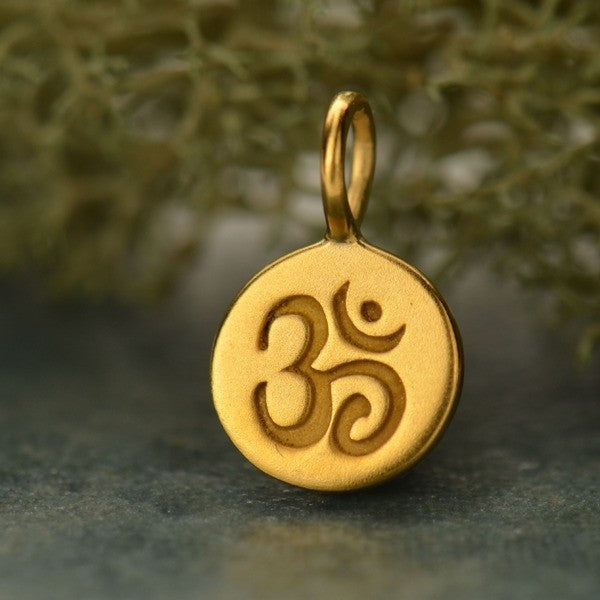 Ohm Symbol Disc 24K Gold Plated Sterling Silver 12x8mm - 1 pc