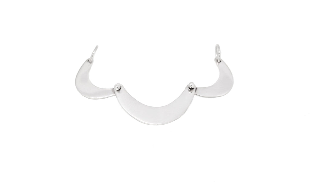 Riveted Three-Crescent Festoon Sterling Silver 44x12mm - 1pc