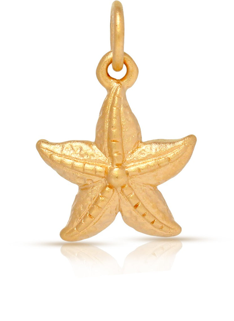 Satin 24K Gold Plated Sterling Silver Starfish Charm 16x11mm - 1pc