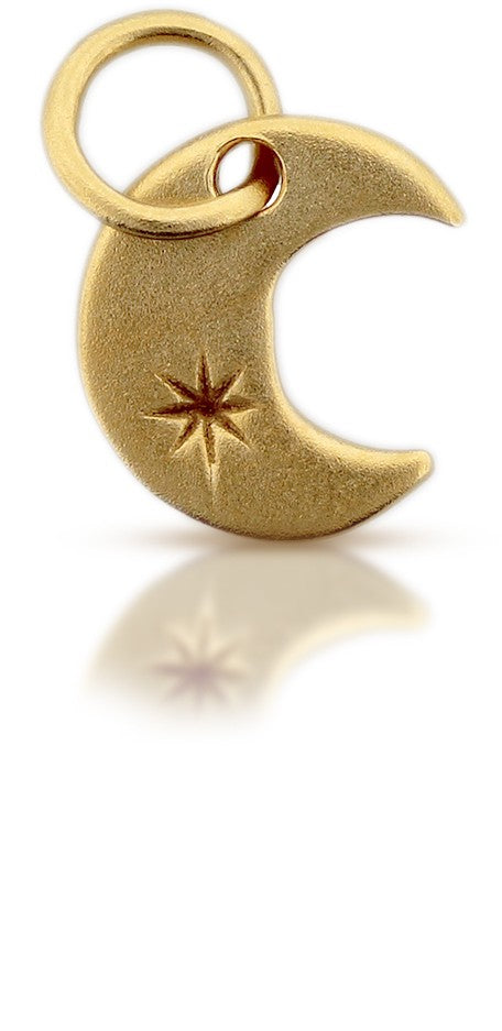 Satin 24K Gold Plated Sterling Silver Crescent Moon Charm 12x8mm - 1pc