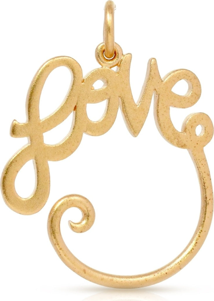 Satin 24K Gold Plated Sterling Silver Love Pendant 30x22mm - 1pc