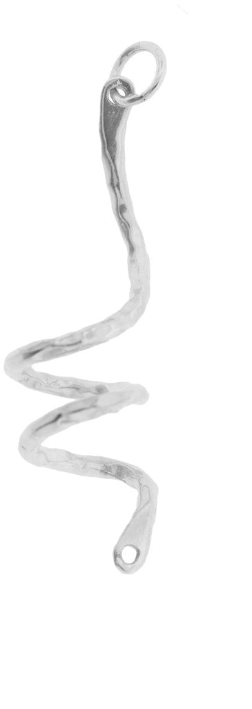 Small Sterling Silver Hammered Curl Link 36x10.5mm - 1pc