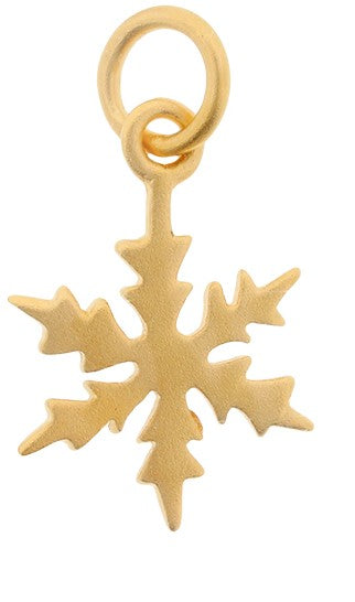 Snowflake Charm Satin 24K Gold Plated Sterling Silver 17x12mm - 1pc
