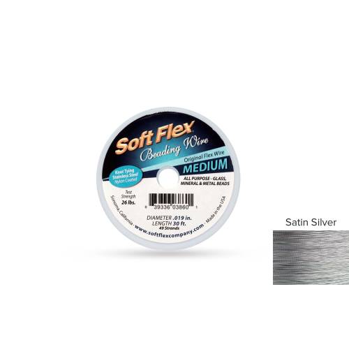 Soft Flex 49 Strand .019 Inch Beading Wire Original Satin Silver  - 30ft