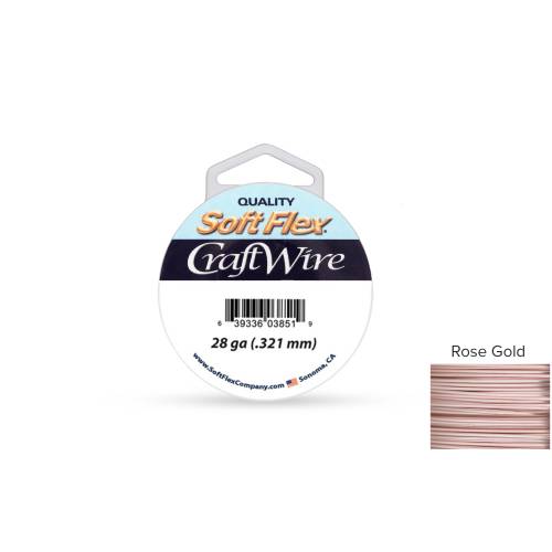 Soft Flex Non-Tarnish Rose-Gold-Finish Wire 28 Gauge 15 Yards - 45ft