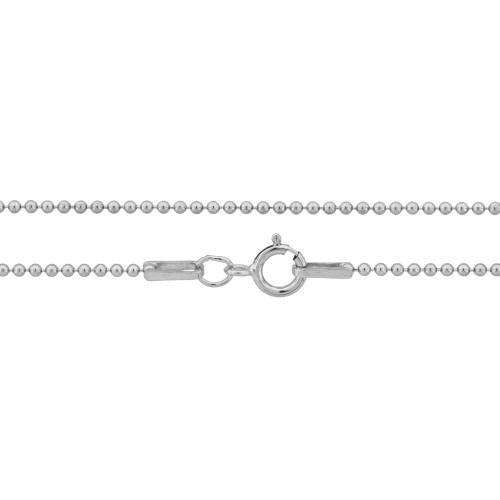 Sterling Silver 1.2mm 22" Ball Chain W/ Spring Ring - 1pc