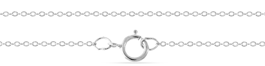 Sterling Silver 1.3x1mm Delicate Cable Chain 16" with 5.5mm Spring Ring Clasp - 1pc