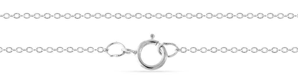 Sterling Silver 1.3x1mm Delicate Cable Chain 18" with 5.5mm Spring Ring Clasp - 1pc